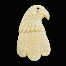 Load image into Gallery viewer, Carved Eagle Pendant Bird Bead | 37x32x4mm | White Black | 1 Bead |
