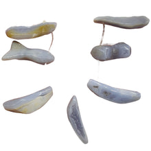 Load image into Gallery viewer, Blue Chalcedony Natural Beads 114g Strand | 45x10 to 33x12mm | 14 Beads |