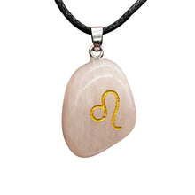 Load image into Gallery viewer, Zodiac Leo Rose Quartz Stone Oval Pendant| 1 1/2" Long | Pink| 1 Pendant |