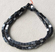 Load image into Gallery viewer, Hematite Cube Beads 4mm 16" Strand, 100 Metallic Silver Beads for Jewelry Making