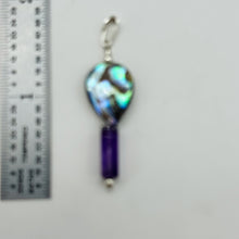 Load image into Gallery viewer, Amethyst, Abalone Sterling Silver Pendant| 1 3/4" Long| Purple, Blue| 1 Pendant|