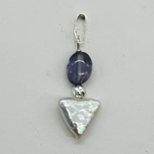 Load image into Gallery viewer, Iolite and Pearl Sterling Silver Pendant |1 3/8" Long| Purple, White| 1 Pendant|