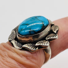 Load image into Gallery viewer, Turquoise Sterling Silver Oval w/Leaves Ring | 5.5 | Blue | 1 Ring |