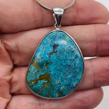 Load image into Gallery viewer, Chrysocolla Sterling Silver Oval Pendant | 2" Long | Blue | 1 Pendant |