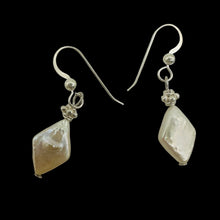 Load image into Gallery viewer, White Freshwater Pearl Dangle Earrings Sterling Silver 14x10mm 1.25 Inch
