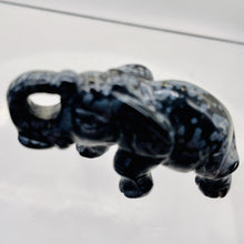 Load image into Gallery viewer, Snowflake Obsidian Carved Elephant Pendant Figurine | 1" Tall | Grey Black