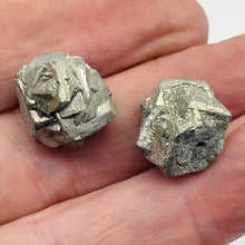 Load image into Gallery viewer, Pyrite Crystal Nugget Beads | 15x13 to 16x14mm | Silver Gold | 2 Beads |