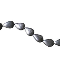 Load image into Gallery viewer, Designer Brushed Silver Teardrop Bead 8" Strand 110317