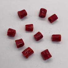 Load image into Gallery viewer, Natural AAA Red Coral Branch Tube Beads | 5 to 6 x 4mm | Red | Tube | 10 Beads |