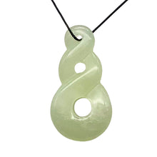 Load image into Gallery viewer, Carved Translucent Serpentine Infinity Pendant with Simple Black Cord 10821H