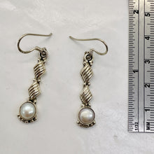 Load image into Gallery viewer, Fresh Water Pearl Sterling Silver Dangle Earrings | 1 3/4" Long |White | 1 Pair|