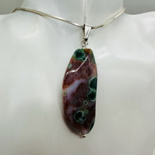Load image into Gallery viewer, Ocean Jasper Sterling Silver Pendant | 2 1/4" Long | Pink, Green | 1 Pendant |