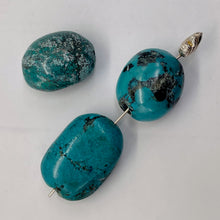 Load image into Gallery viewer, Turquoise Nugget Beads |19g | | 25x10 to 18x13mm | Blue, Black | 3 Beads |