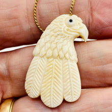 Load image into Gallery viewer, Carved Eagle Pendant Bird Bead | 37x32x4mm | White Black | 1 Bead |