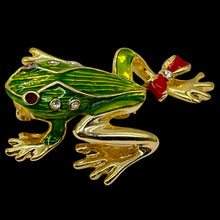 Load image into Gallery viewer, Fashion Frog with Bow Animal Sweater Pin | 1 3/4" Long | Green Red | 1 Pin |