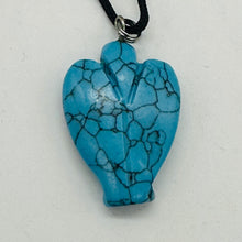 Load image into Gallery viewer, Howlite Stone Angel Pendant Necklace | 3/4' Long | Blue | 1 Pendant Necklace |