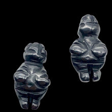 Load image into Gallery viewer, 2 Carved Hematite Goddess of Willendorf Beads | 20x9x7mm | Silver black