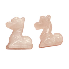 Load image into Gallery viewer, Graceful 2 Carved Rose Quartz Giraffe Beads | 21x16x10mm | Pink