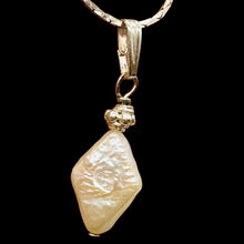 Load image into Gallery viewer, White Freshwater Pearl Pendant Sterling Silver Diamond Shape 14x10mm