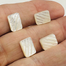 Load image into Gallery viewer, 4 White Mother of Pearl Carved Rectangle Beads 4363