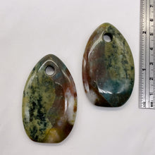 Load image into Gallery viewer, Hand Carved Bloodstone Pendant Beads | 54x33x6mm | Green Pink | Oval | 1 Pair |