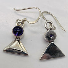 Load image into Gallery viewer, Amethyst Sterling Silver Triangle Earrings | 1" Long | Purple | 1 Pair |