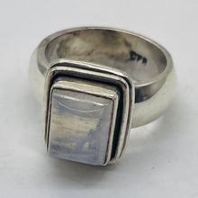 Load image into Gallery viewer, Moonstone Sterling Silver Rectangle Ring | Size 6.5 | Blue | 1 Ring |
