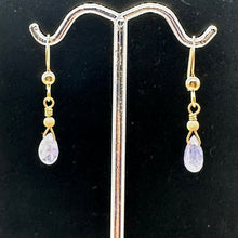 Load image into Gallery viewer, Tanzanite 14K Gold Filled Drop Wire Wrap Earrings | Lavender | 1 Inch Long |