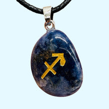 Load image into Gallery viewer, Zodiac Sagittarius Sodalite Stone Pendant | 1 1/2" Long| Blue, White| 1 Pendant|