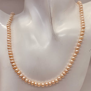 Fresh Water Pearl Knotted on Silk Round | 36" Long | Pink | 1 Necklace