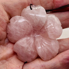 Load image into Gallery viewer, Rose Quartz Carved Pendant Flower | 55x8mm | Pink | 1 Bead |