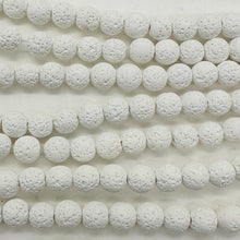 Load image into Gallery viewer, Lava Stone Round Beads 16" Strand | 8mm | White | 46 Beads |