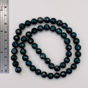Faceted Fresh Water Pearl Round 16" Strand | 7mm | Iridescent Blue | 52 Pearls|