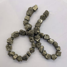 Load image into Gallery viewer, Pyrite Crystals Nugget 18" Strand | 19x13 to 13x10 | Silver Gold | 38 Beads|