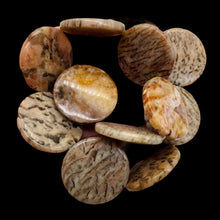Load image into Gallery viewer, Feldspar Coin Bead Strand | 35x6mm | 11 Beads | Tan Black Red |
