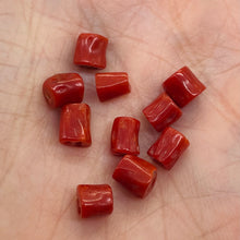 Load image into Gallery viewer, Natural AAA Red Coral Branch Tube Beads | 5 to 6 x 4mm | Red | Tube | 10 Beads |