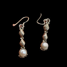 Load image into Gallery viewer, Fresh Water Pearl Sterling Silver Dangle Earrings | 1 3/4" Long |White | 1 Pair|