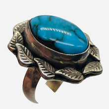Load image into Gallery viewer, Turquoise Sterling Silver Oval w/Leaves Ring | 5.5 | Blue | 1 Ring |