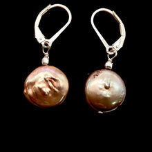 Load image into Gallery viewer, Fresh Water Pearl Sterling Silver Dangle Earrings | 1 1/4" Long | Golden Rose |