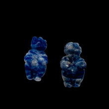 Load image into Gallery viewer, 2 Carved Sodalite Goddess of Willendorf Beads | 20x9x7mm | Blue white