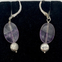 Load image into Gallery viewer, Enchanting Fluorite 15x10mm Bead Dangle Silver Earrings! | 1 1/2" Long |