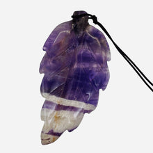 Load image into Gallery viewer, Amethyst Carved Pendant Leaf | 60x30x8mm | Purple White | 1 Bead |