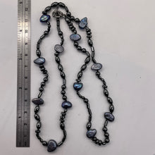 Load image into Gallery viewer, Hematite and Peacock Freshwater Pearl Sterling Silver 22 inches Necklace 200020
