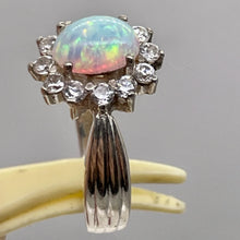 Load image into Gallery viewer, Gemstone Oval CZ Opal Sterling Silver Ring | 7 | Fire Green Red | 1 Ring |