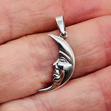 Load image into Gallery viewer, Man in the Moon Sterling Silver Charm | 1 1/4" Long | Silver | 1 Pendant |