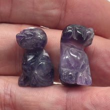 Load image into Gallery viewer, Faithful 2 Natural Amethyst Carved Dog Animal Beads | 22x15x15mm | Purple