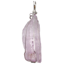 Load image into Gallery viewer, Kunzite Wire-Wrap Pink Crystal Sterling Silver Pendant | 2 5/8 Inch Long |