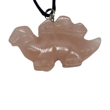 Load image into Gallery viewer, Rose Quartz Stegosaurus Dinosaur Pendant Necklace | 3/4' Long | Pink |