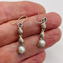 Load image into Gallery viewer, Fresh Water Pearl Sterling Silver Dangle Earrings | 1 3/4" Long |White | 1 Pair|