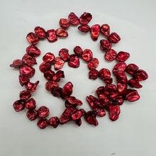 Load image into Gallery viewer, Red Freshwater Keishi Cornflake Pearl Strand 16" 62 Pearls 16x10mm
